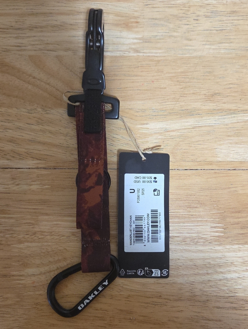 Oakley Wanderlust Key Chain Strap with Black Carabiner